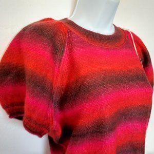 Universal Thread Red Sweater Blouse Striped Short Poof Sleeves M-XXL NWT